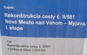 Obmedzenie dopravy na ceste Myjava - Nové Mesto nad Váhom