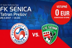 Fortuna liga: FK Senica - Tatran Prešov, vstup zdarma 25.11. 14:00
