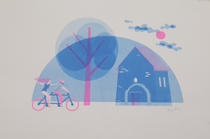 Patrik Knoblich – Kostolík pri Kopčanoch – jeden z cieľov cyklistických potuliek po Záhorí. Jednoduché a čisté geometrické znázornenie motívu.