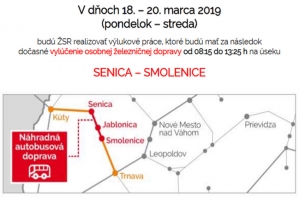 Od pondelka do stredy je výluka na trati Senica - Smolenice