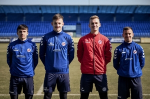 Štvorica hráčov FK Senica je v širšej nominácii reprezentácií do 21 a 19 rokov. Zľava Gabriel Hornyák, Matúš Chropovský, Matúš Malý a Marko Totka.