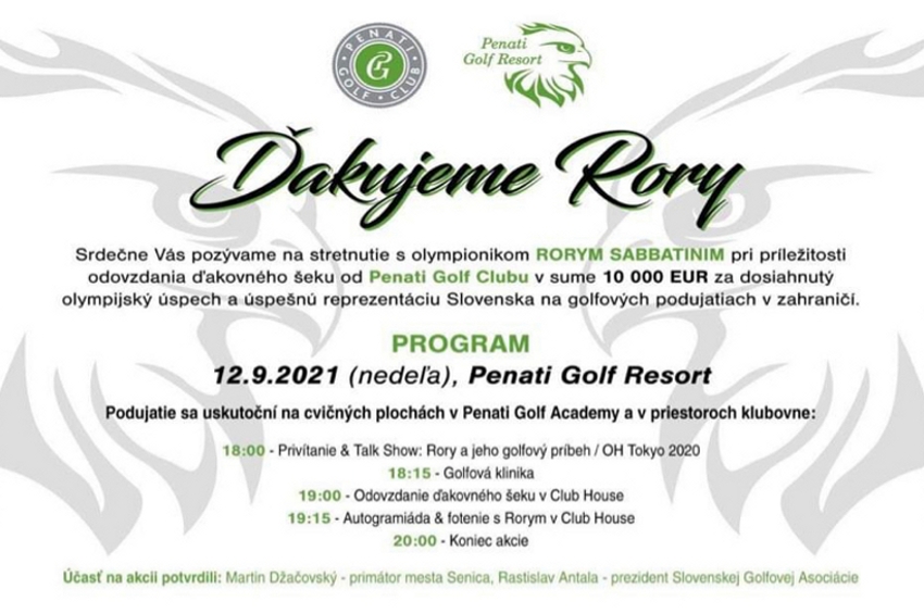 Penati Golf Resort pri Senici dnes navštívi Rory Sabbatini