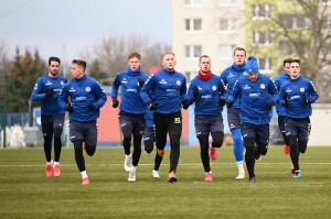 hráči FK Senica počas tréningu v domácich podmienkach.