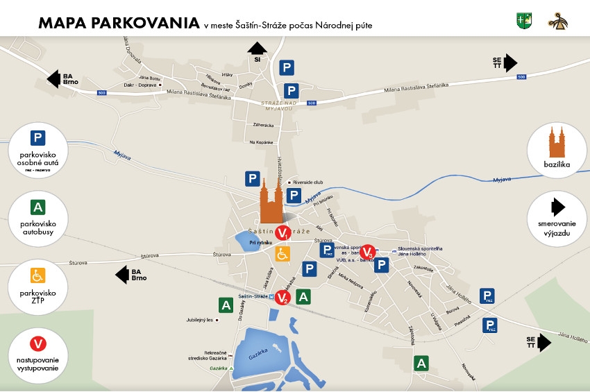Šaštín - Stráže: Dopravné obmedzenia a parkovanie počas púte